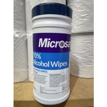 Microsafe 70 Percent alcohol 200 wipes tub